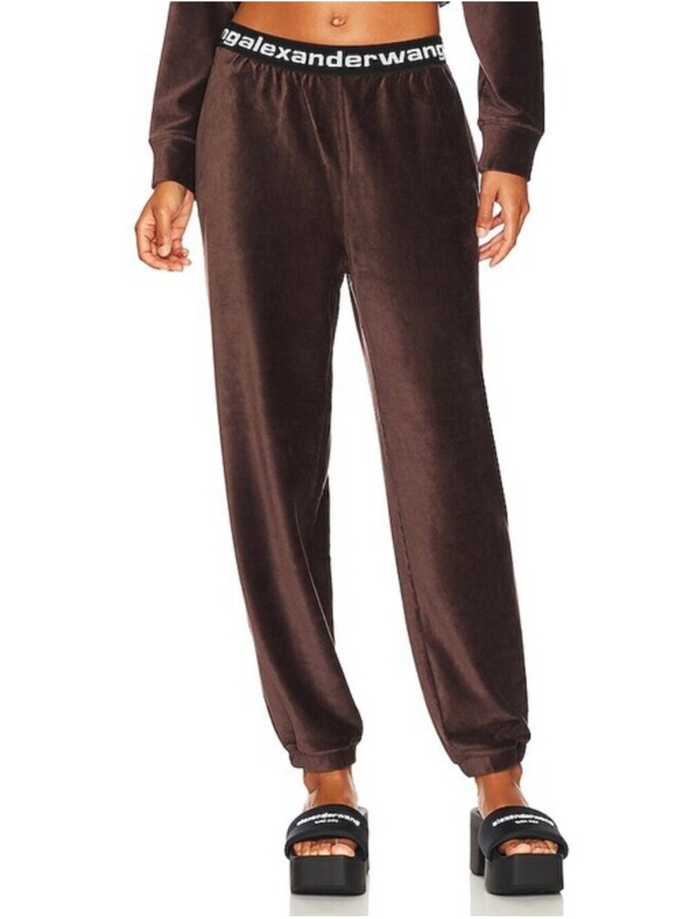 Alexander Wang Stretch Corduroy Logo Pant in Cola